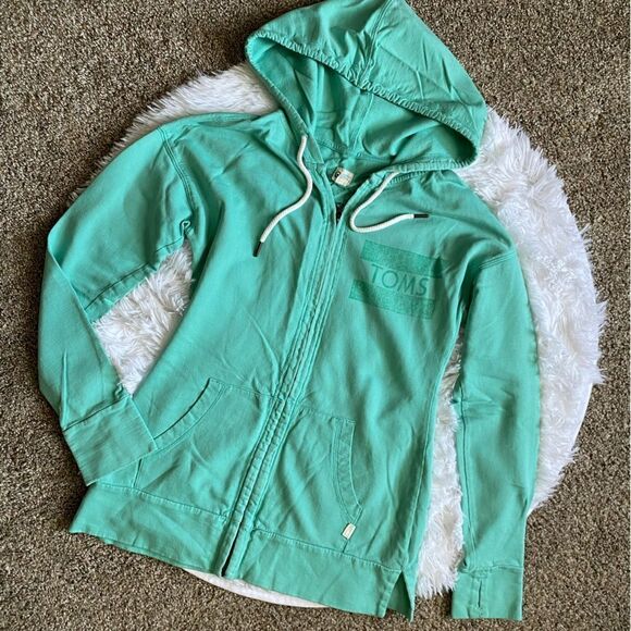 Toms X Target Lightweight Hooded Jacket Zipped Front Green Womens Size Small - Picture 1 of 9